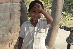 happy child with a Village in India