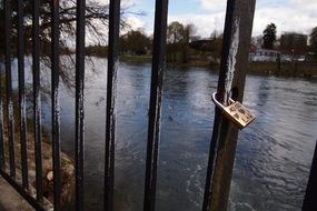 danube river view through grate, germany