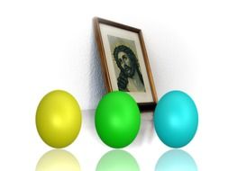 portrait of a Jesus and Easter eggs