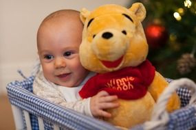 cute baby in a basket