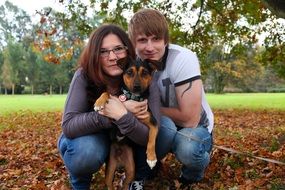 couple in love with a dog