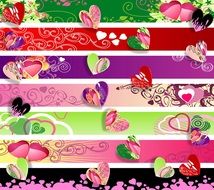 multi-colored stripes with hearts