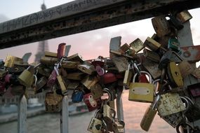 romantic love locks in paris