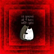 romantic card with cute cats