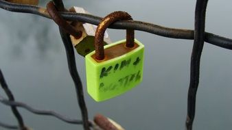 yellow locks of love on the bridge