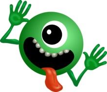 monster green smiley cartoon drawing