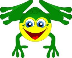 painted green frog with a yellow face