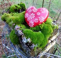 red heart as a garden decoration