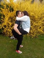 boy girl kiss