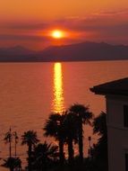 Sunset on the Garda lake in the Italy