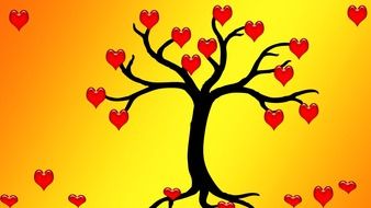 heart tree silhuette drawing