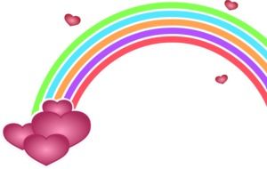 rainbow and hearts