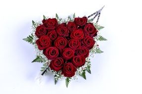 bouquet of red roses like a heart