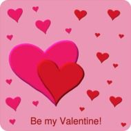 card with hearts and an inscription be my valentine