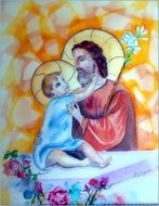 painting depicts jesus with a child
