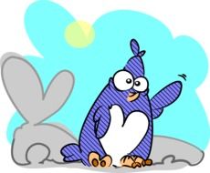 graphic image of a funny blue penguin