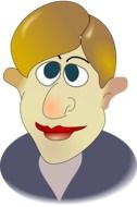 drawn cartoon man with bright red lips