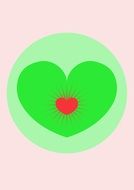 pink card with a green heart