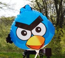 blue angry bird like a balloon