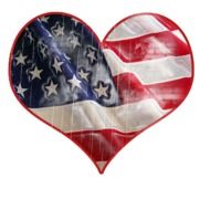 patriotism, heart form american flag