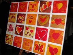 colorful drawing of different kinds of hearts