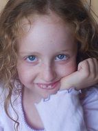 smiling girl with blue eyes