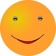 orange smiley with small eyes