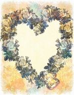 Drawing of heart made of flowers