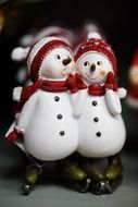 Snowman couple vintage figurine