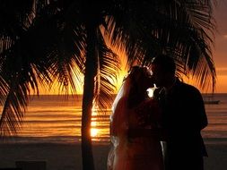 Couple and colorful sunset