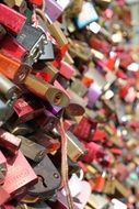 Side view of many different locks of love