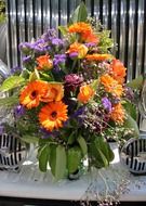 flower arrangement with orange gerberas