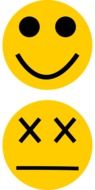 Dead and smiling emoticons