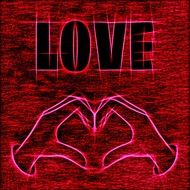 romantic gesture on a red background