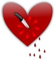 stabbed broken heart with knife drawing