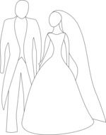 bride and groom outlines