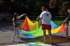 Young people playing nature emotions