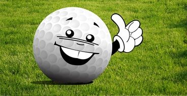 Golf ball with a funny face