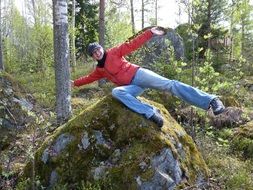 Cheerful person in a forest