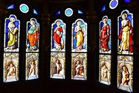 bright stained glass windows in the chapel