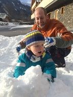 child father snow play