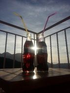 coca cola bottles at the sunlight