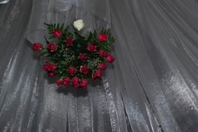 bridal rose bouquet on a wall