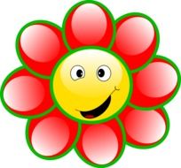 cartoon flower face with goofy smile