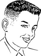 Black and white drawing of the young man