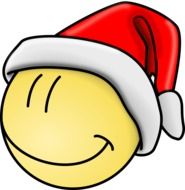 clipart,funny picture of happy emoticon with christmas hat