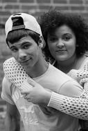 black and white photo of friends