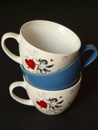 cups of coffee in the romantic style