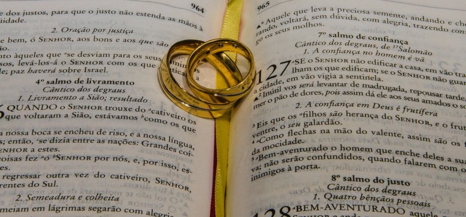 wedding rings on the Bible