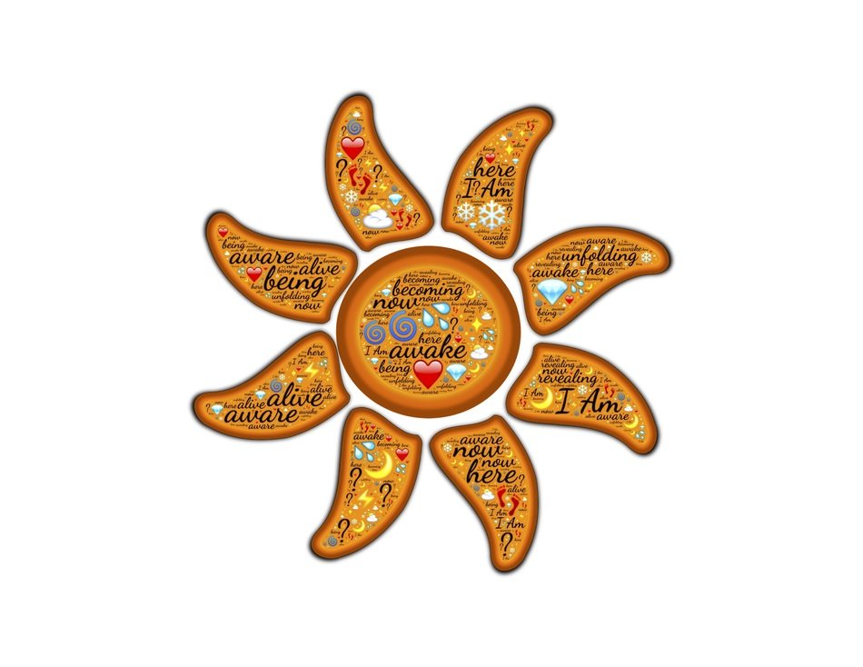 yellow symbol in the shape of the sun